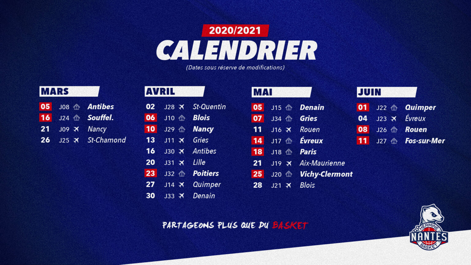 Découvrez Le Nouveau Calendrier Du Championnat De Pro B ! | Nantes ...